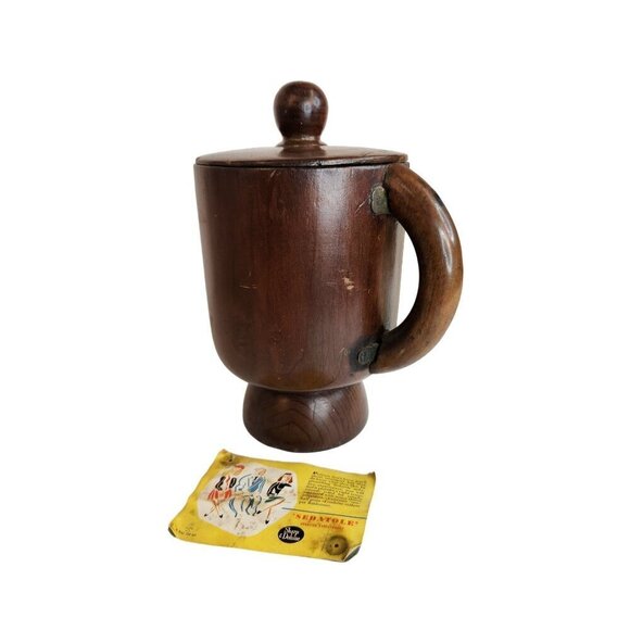 Vintage Wood Spice Container, Tea Canister With Lid & Sedatole Sharp & Dohme Ad - Picture 11 of 13